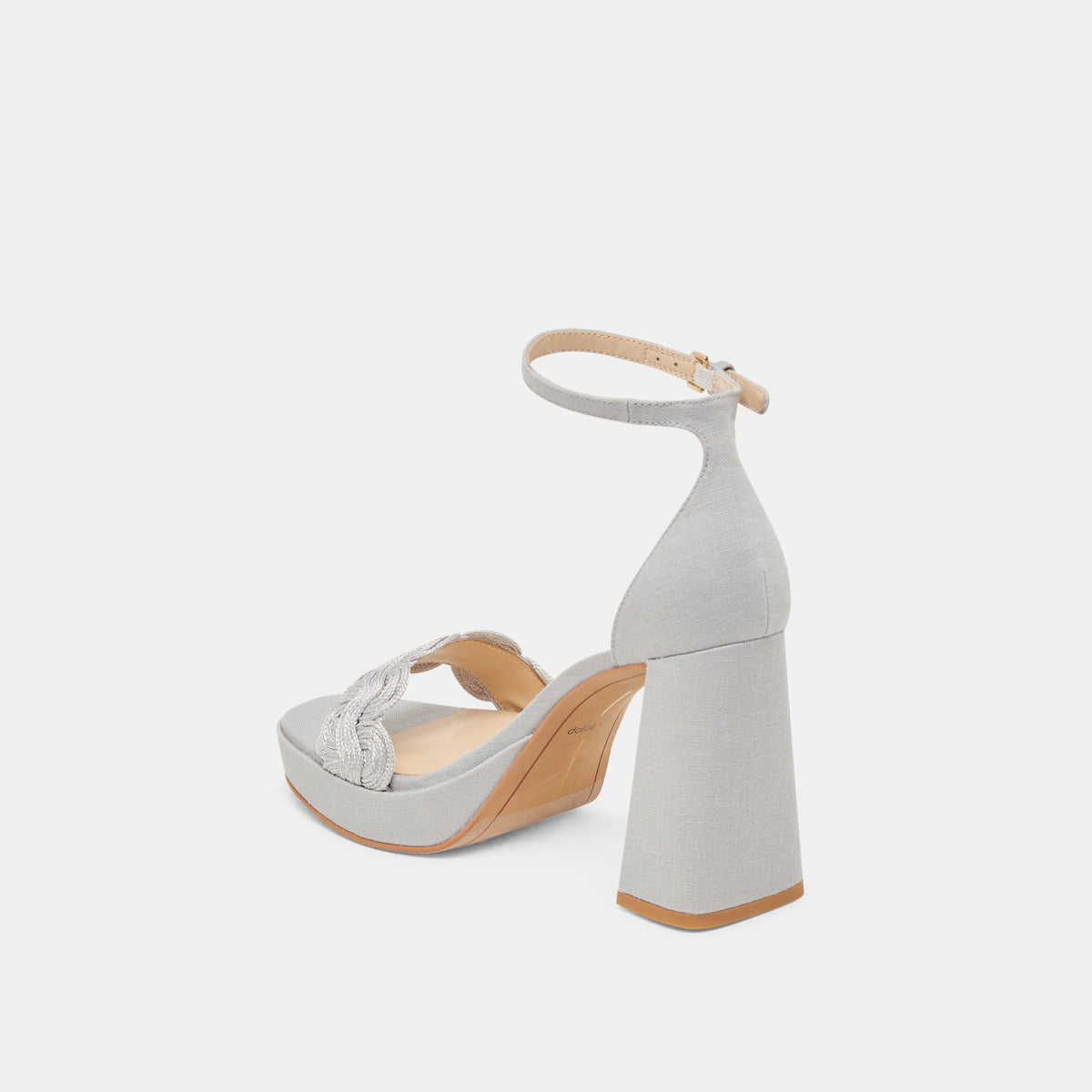 PELTIN HEELS GREY WOVEN RAFFIA - Dolce Vita