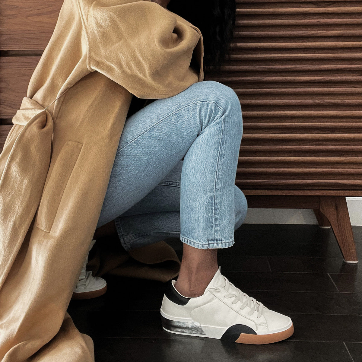 ZINA SNEAKERS WHITE BLACK LEATHER - Dolce Vita