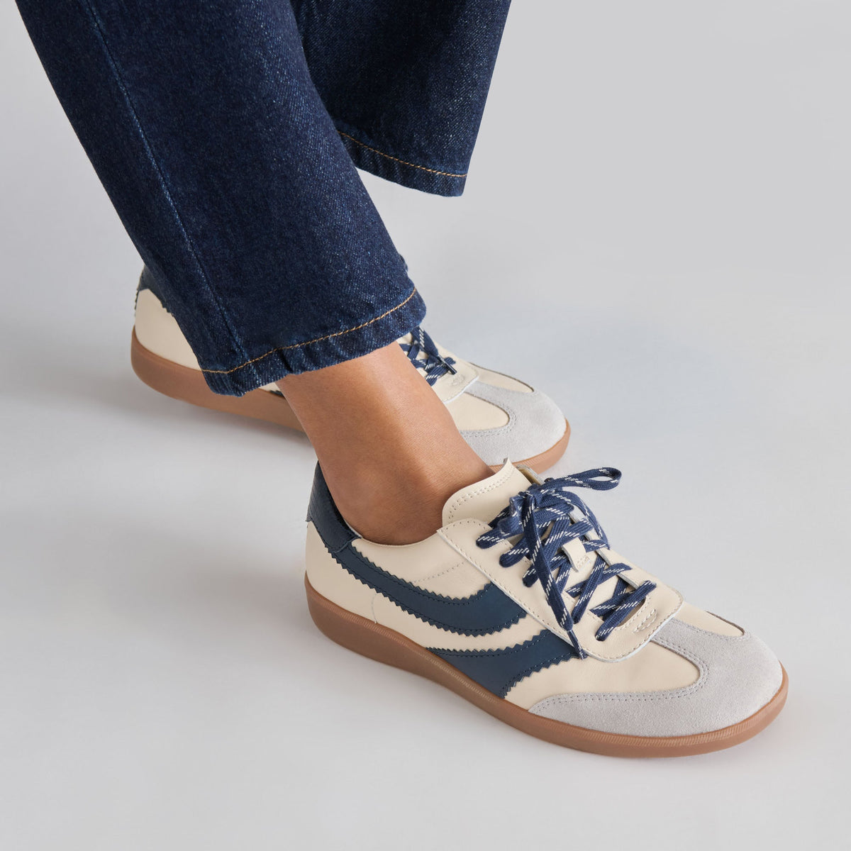 Merit White Navy Leather Sneakers - Dolce Vita