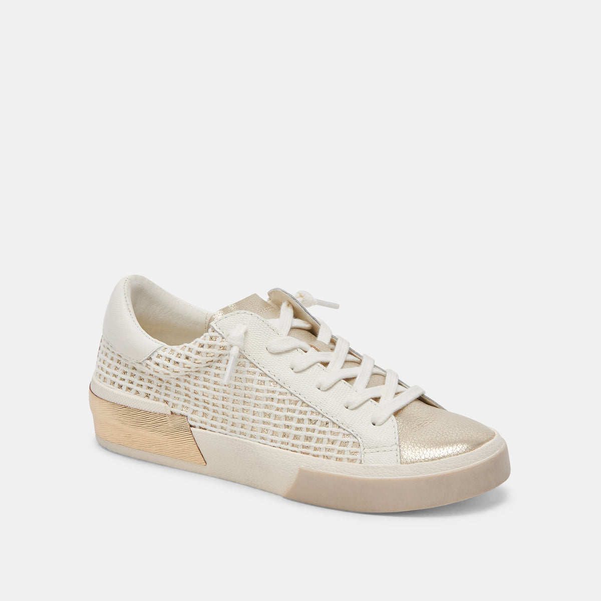 Zina Bone Gold Woven Wide Sneakers - Dolce Vita