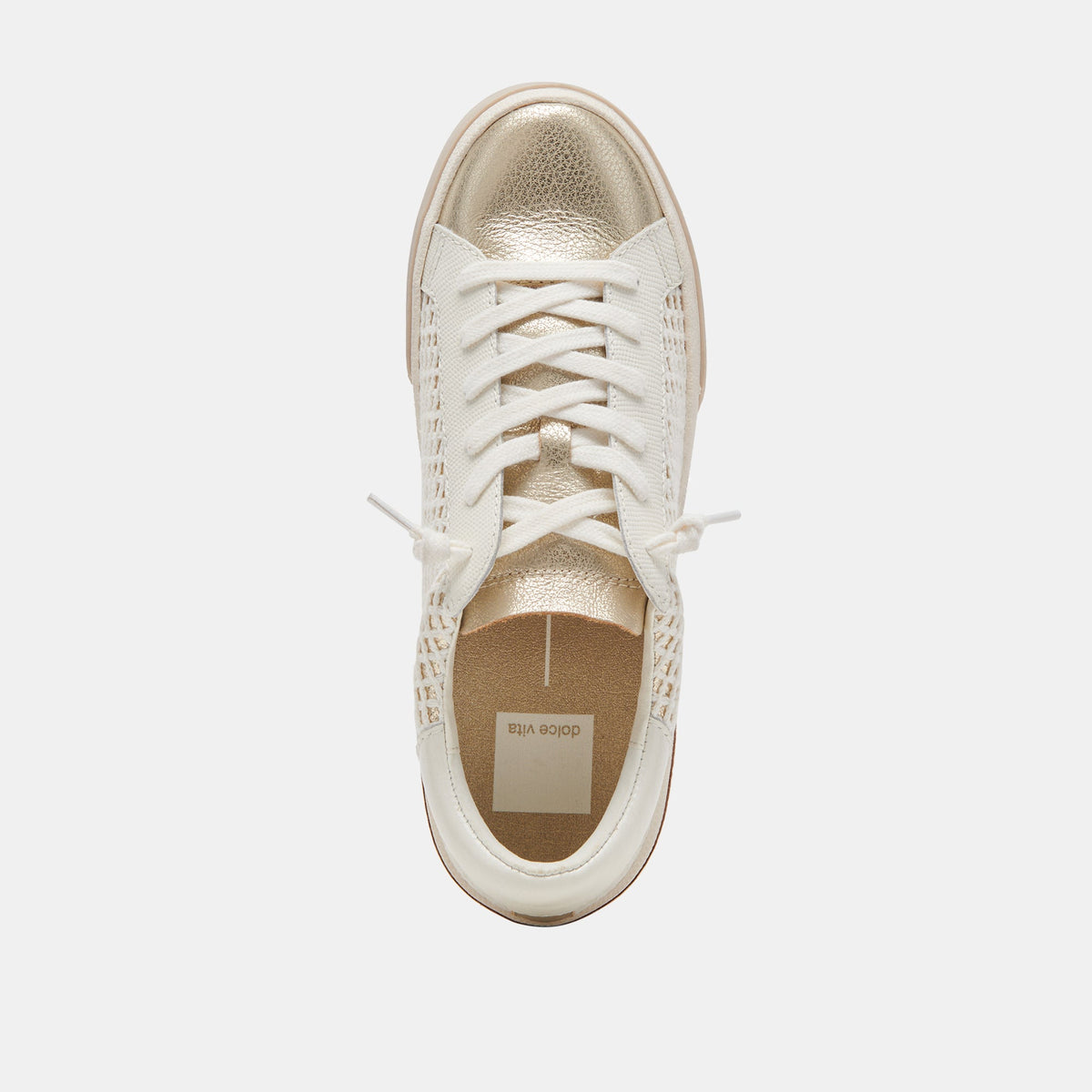 Zina Bone Gold Woven Wide Sneakers - Dolce Vita