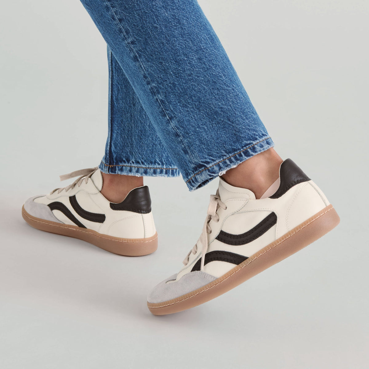 Rebel White Black Leather Sneakers - Dolce Vita