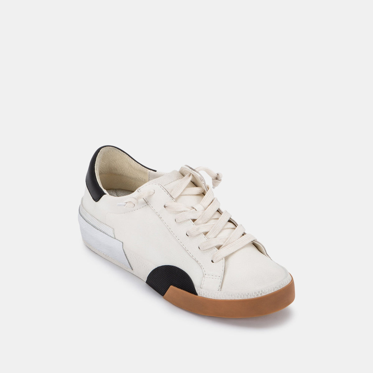 Zina Wide Sneakers White Black Leather - Dolce Vita