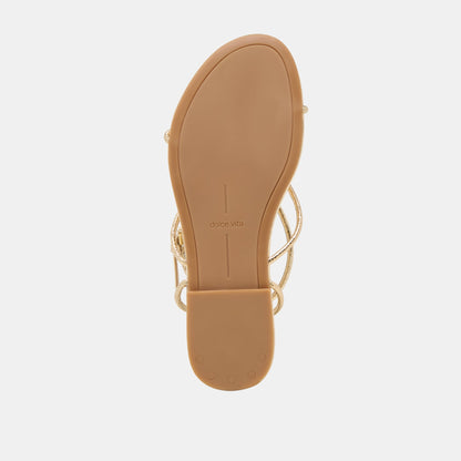Kenley Gold Leather Sandals - Dolce Vita
