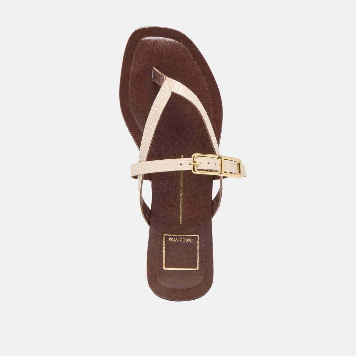 Piers Beige Croco Embossed Leather Sandals - Dolce Vita