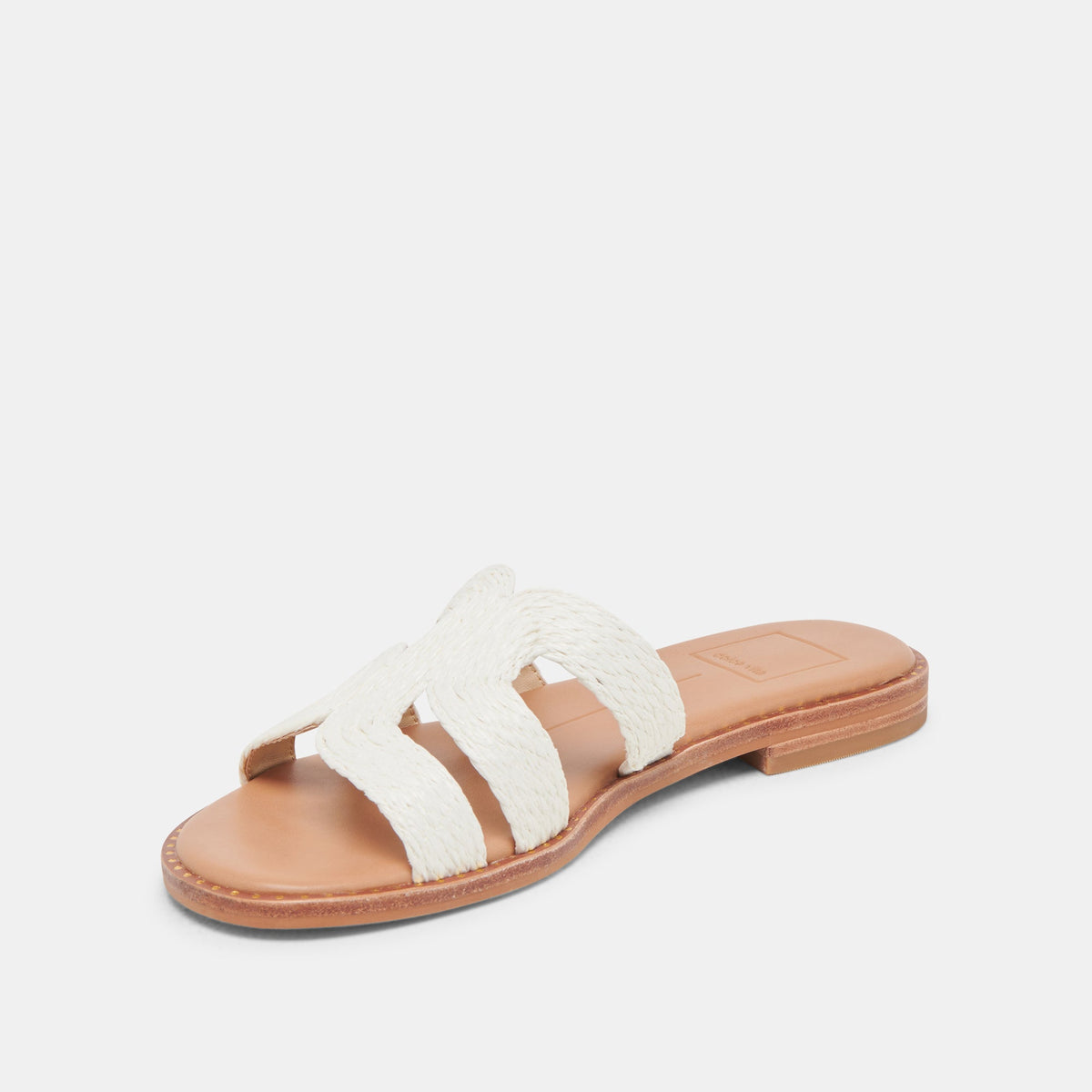 EMON WIDE SANDALS WHITE RAFFIA - Dolce Vita