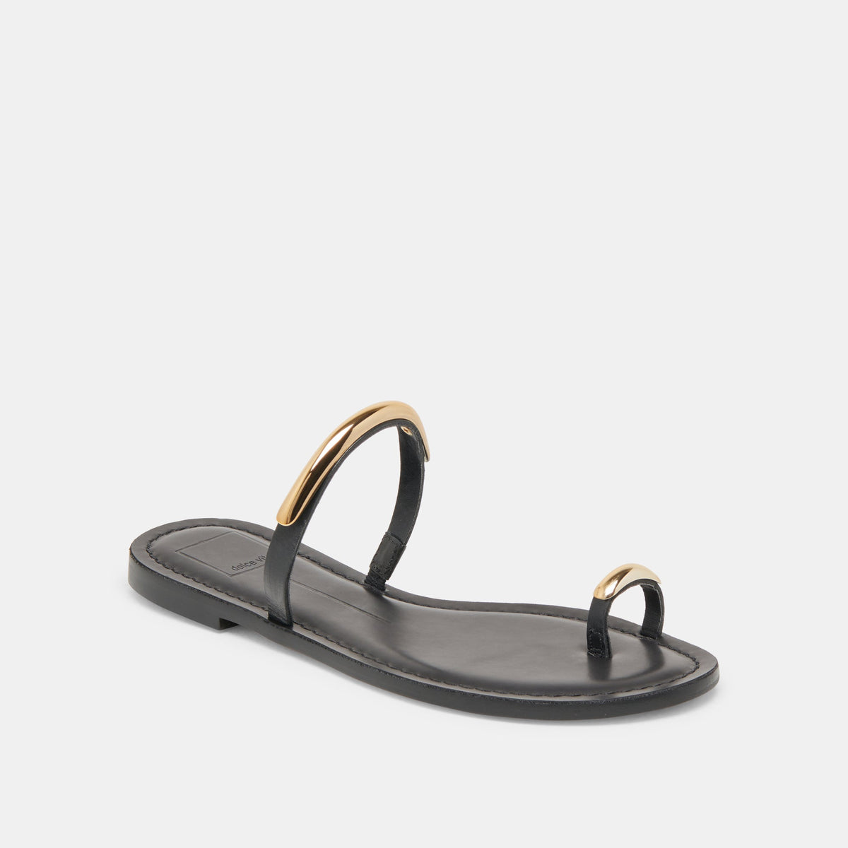 WINK WIDE SANDALS BLACK LEATHER - Dolce Vita