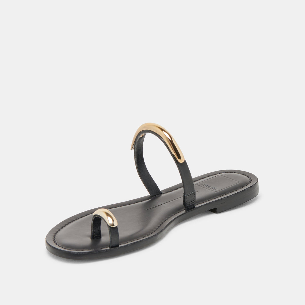 WINK WIDE SANDALS BLACK LEATHER - Dolce Vita