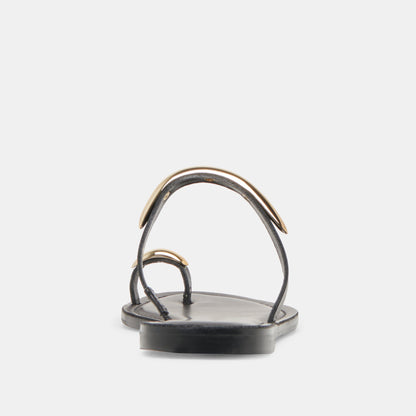 WINK WIDE SANDALS BLACK LEATHER - Dolce Vita