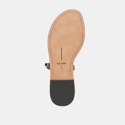WINK WIDE SANDALS BLACK LEATHER - Dolce Vita