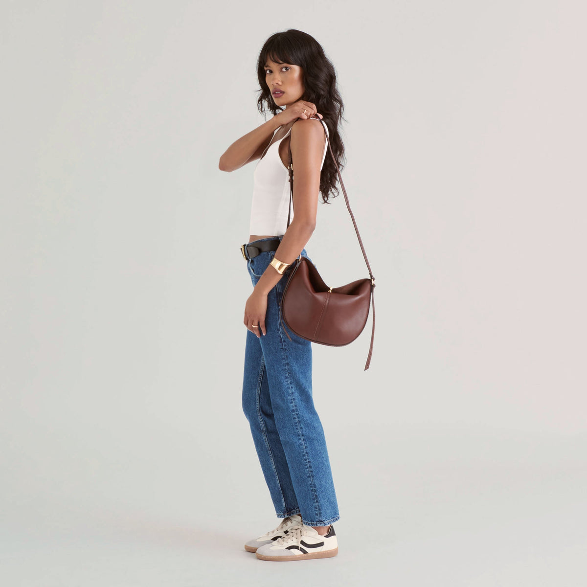 Burano Brown Leather Crossbody - Dolce Vita