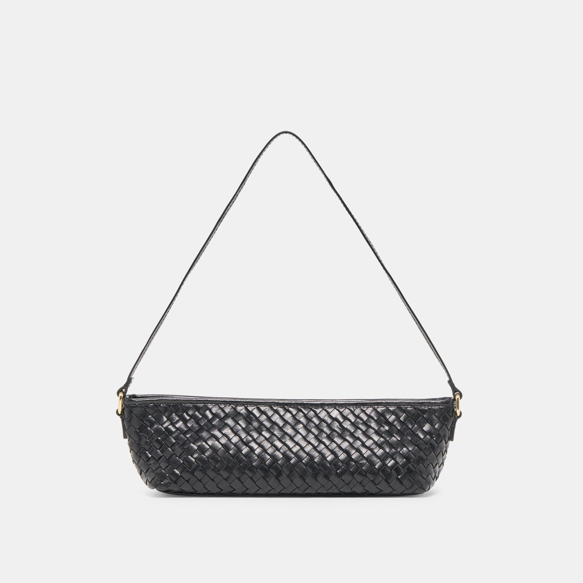Savaii Black Woven Leather Shoulder Bag - Dolce Vita