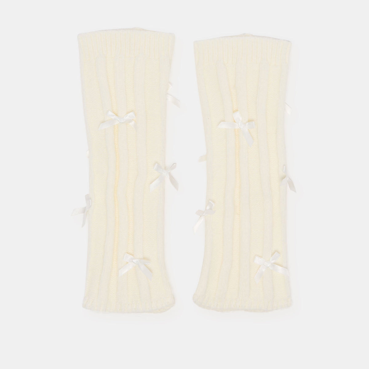 Satin Bow Ivory Leg Warmers - Dolce Vita