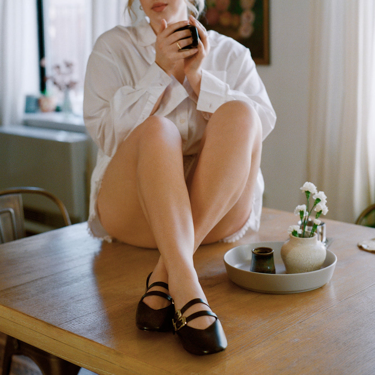 BAYLEE BALLET FLATS BLACK LEATHER - Dolce Vita